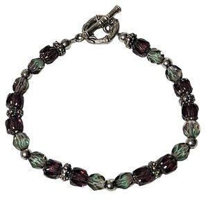 Elegant Handcrafted Crystal Silver Purple Beaded Bracelet Formal Fashion Jewelry